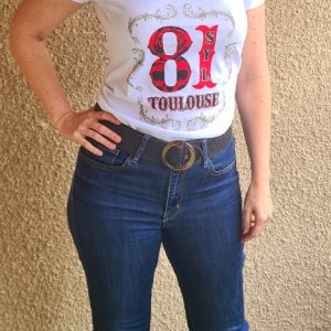 T-SHIRT FEMME SUPPORT 81 TOULOUSE BAROQUE BLANC DESIGN NOIR